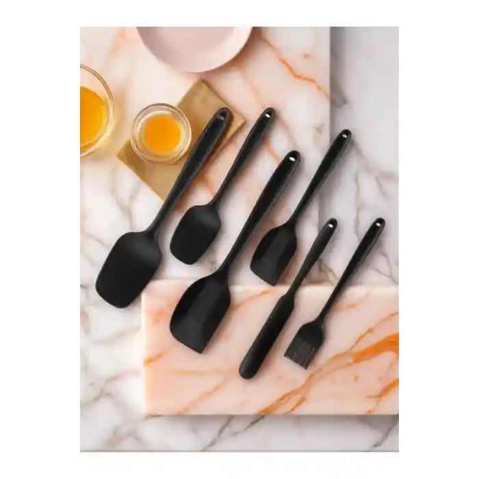 6lı Siyah Yanmaz ve Yapışmaz Silikon Spatula Seti, mutfakta pratik kullanım