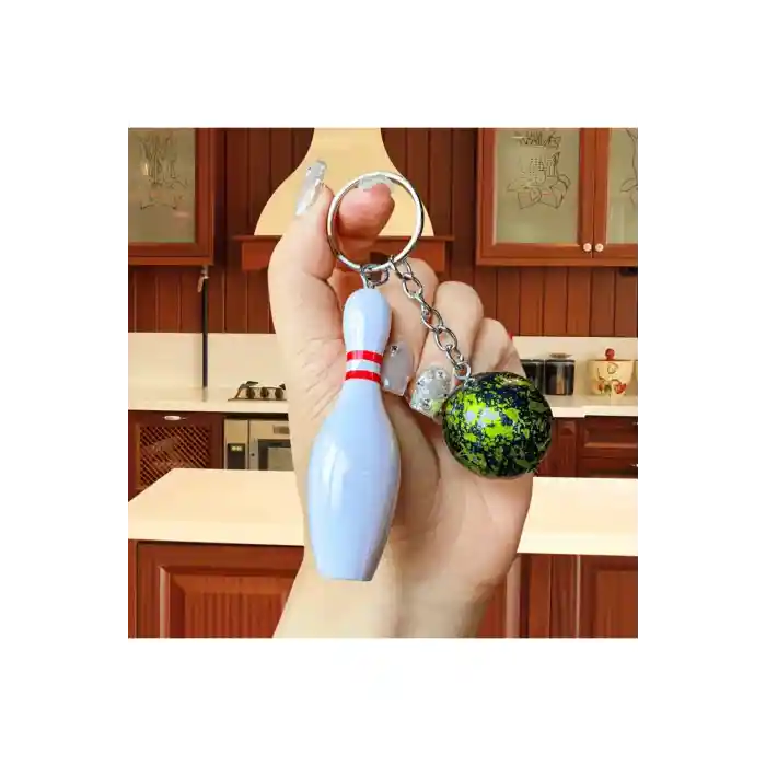 Bowling Topu Ve Pin (labut) Detaylı Sportif Bowling Charm Anahtarlık