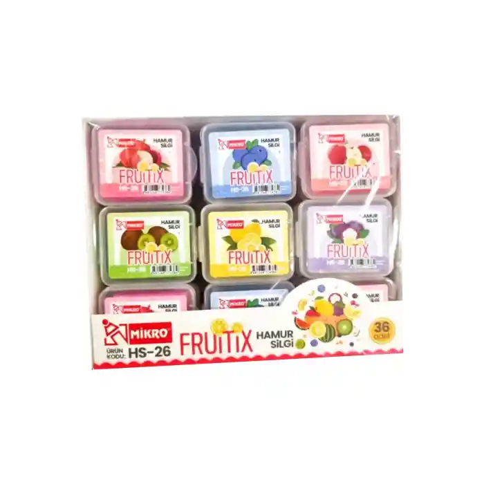 Fruitix Meyve Desenli Tekli Hamur Silgi 1 ADET FİYATIDIR