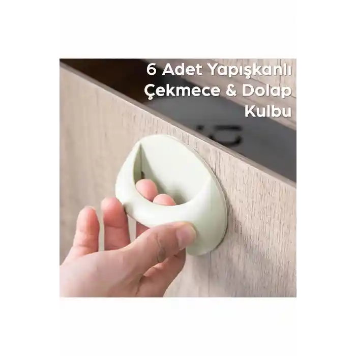 Çok Amaçlı Tutacak Pratik Kulp Kendinden Yapışkanlı Anında Dolap Çekmece Kolu 6 Adet Karışık Renk