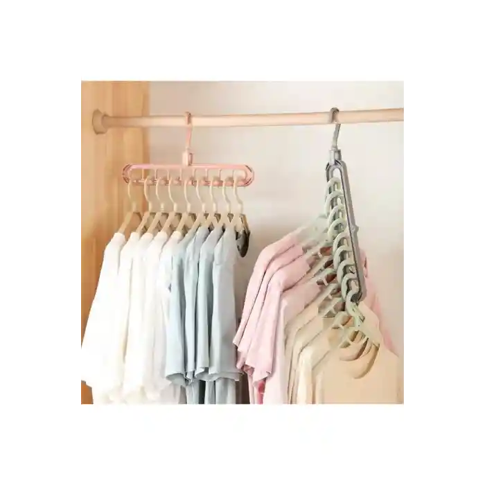 Akıllı Elbise Askısı 9 Göz Katlanabilir Askılık Gardırop Elbise Dolabı Düzenleyici Karışık Renk 1 Adet
