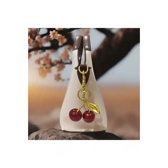 Kiraz Anahtarlık Kırmızı Büyük Tasarım Parıldayan Kiraz Cüzdan Çanta Süsü Charm