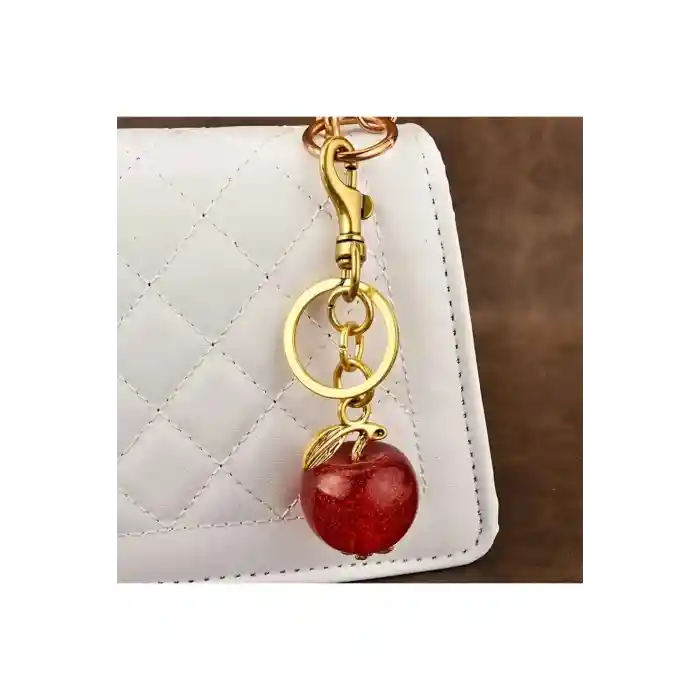 Elma Anahtarlık Kırmızı Çanta Süsü Charm Apple Red Gold