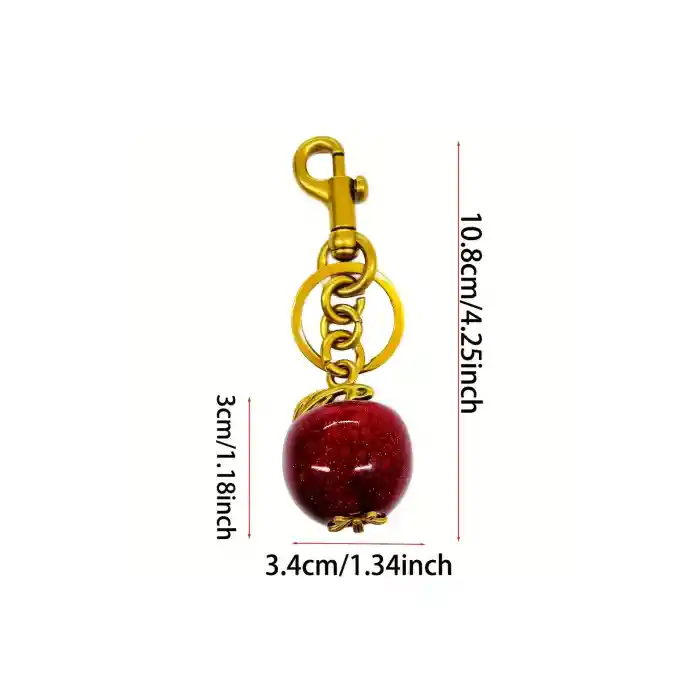 Elma Anahtarlık Kırmızı Çanta Süsü Charm Apple Red Gold