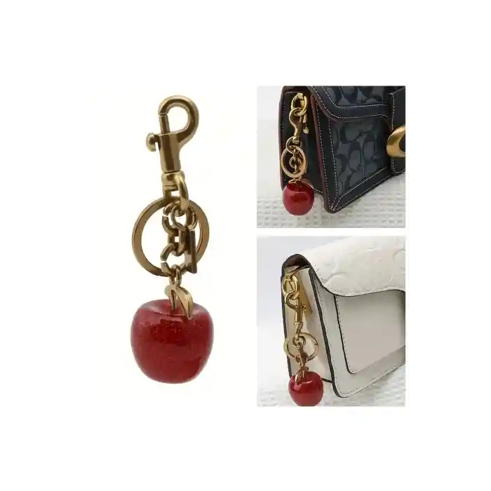 Elma Anahtarlık Kırmızı Çanta Süsü Charm Apple Red Gold