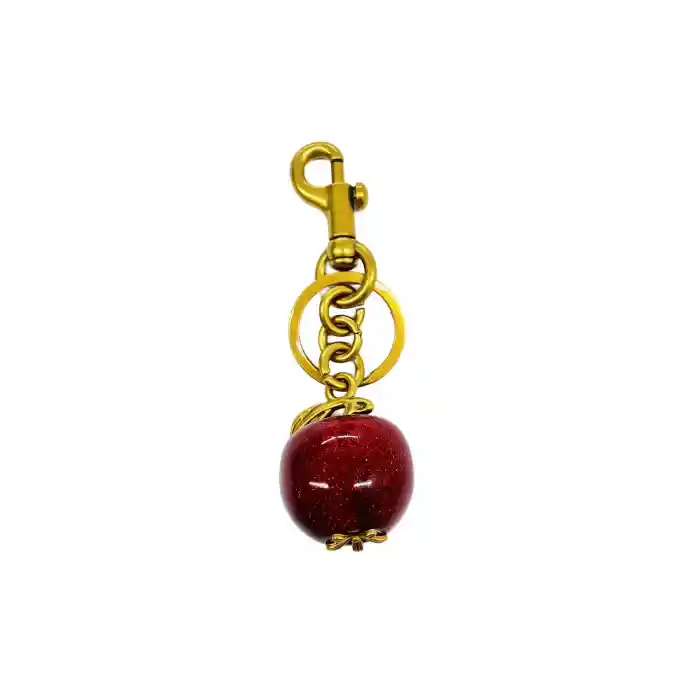 Elma Anahtarlık Kırmızı Çanta Süsü Charm Apple Red Gold