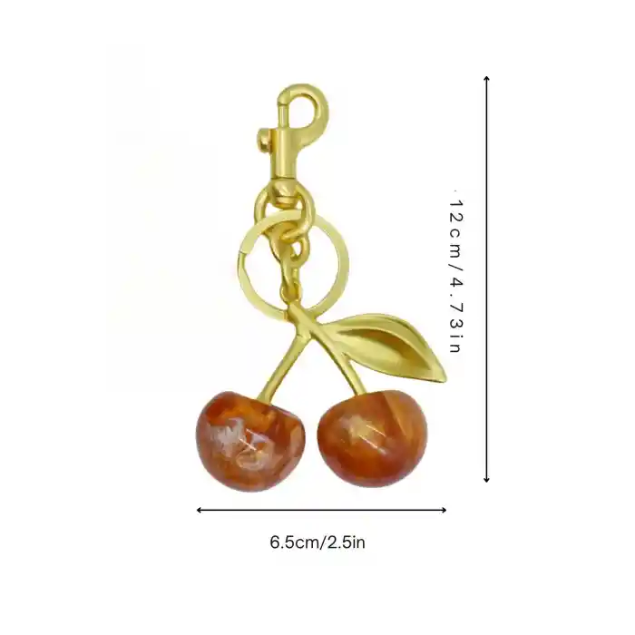 Kiraz Anahtarlık Turuncu Çanta Süsü Charm Cherry Orange Gold