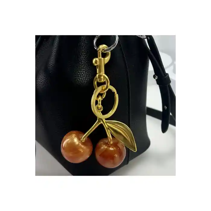 Kiraz Anahtarlık Turuncu Çanta Süsü Charm Cherry Orange Gold