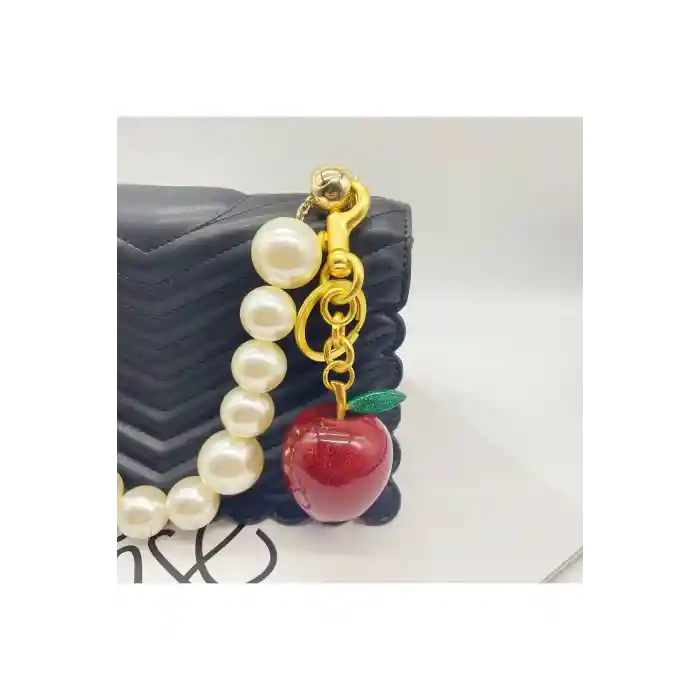 Kırmızı Elma Anahtarlık ve Hediyelik Çanta Süsü Charm Gold Red
