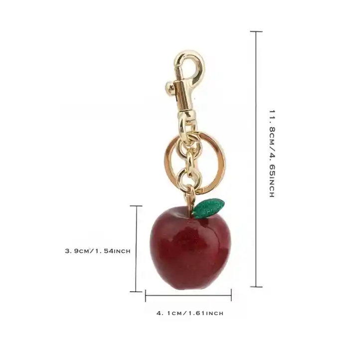 Kırmızı Elma Anahtarlık ve Hediyelik Çanta Süsü Charm Gold Red