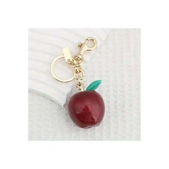 Kırmızı Elma Anahtarlık ve Hediyelik Çanta Süsü Charm Gold Red
