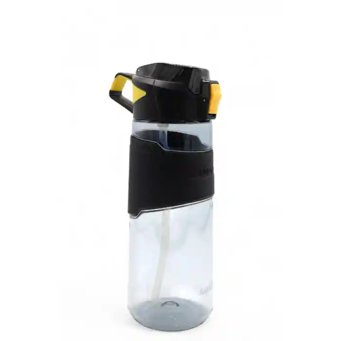 Tritan Su Matarası Pipetli Taşıma Kulplu Su Matarası 650 ml Yeni Sezon Günlük Spor Detox Suluk Siyah