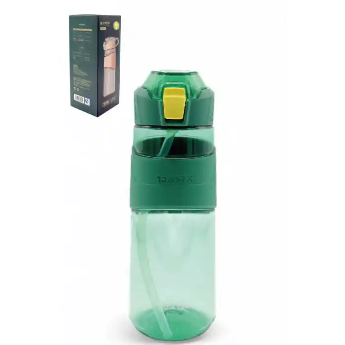 Tritan Su Matarası Pipetli Taşıma Kulplu Su Matarası 650 ml Yeni Sezon Günlük Spor Detox Suluk Yeşil