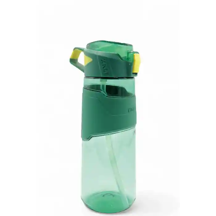 Tritan Su Matarası Pipetli Taşıma Kulplu Su Matarası 650 ml Yeni Sezon Günlük Spor Detox Suluk Yeşil
