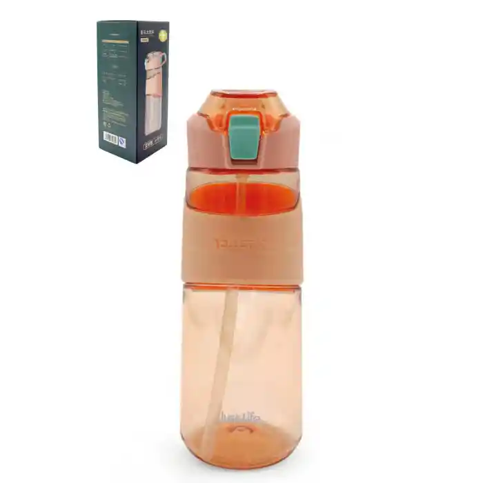 Tritan Su Matarası Pipetli Taşıma Kulplu Su Matarası 650 ml Yeni Sezon Günlük Spor Detox Suluk Pembe