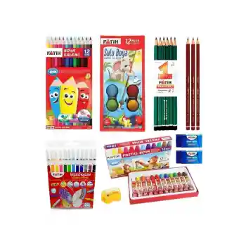 Okul Kırtasiye Seti Pastel+Sulu+Kuru+Keçeli Kalem FATİHSET5