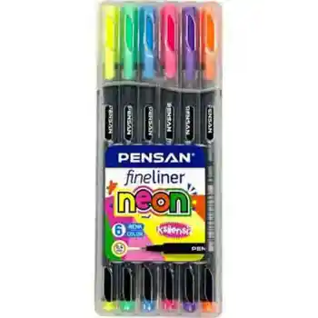 6300 Fineliner 0.4 mm Keçe Uçlu Kalem 6 Neon Renk Set