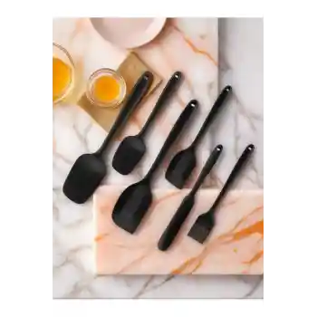 6lı Siyah Yanmaz ve Yapışmaz Silikon Spatula Seti, mutfakta pratik kullanım