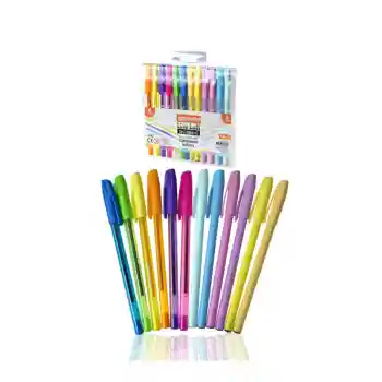 Lineball 12 Renkli Tükenmez Kalem Seti 6 Pastel 6 Neon Renk (1 Adet)