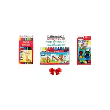3lü Boyama Seti (Kuru Boya+Sulu Boya+Pastel Boya