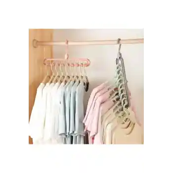 Akıllı Elbise Askısı 9 Göz Katlanabilir Askılık Gardırop Elbise Dolabı Düzenleyici Karışık Renk 1 Adet