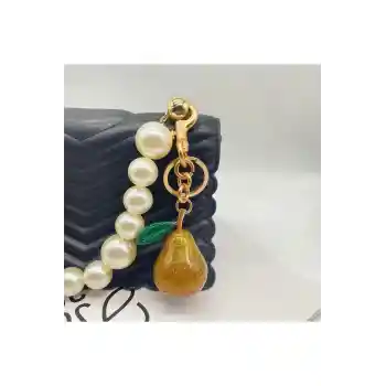 Armut Anahtarlık Sarı Çanta Süsü Charm Pear Yellow Gold