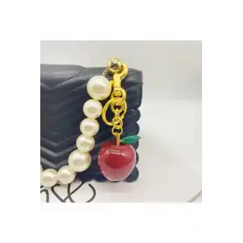 Kırmızı Elma Anahtarlık ve Hediyelik Çanta Süsü Charm Gold Red