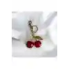 Kiraz Anahtarlık Kırmızı Büyük Tasarım Parıldayan Kiraz Cüzdan Çanta Süsü Charm