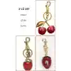 Kiraz Çilek ve Elma Anahtarlık Kırmızı Çanta Süsü Charm Red Gold 3lü Set