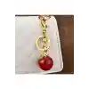 Elma Anahtarlık Kırmızı Çanta Süsü Charm Apple Red Gold