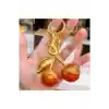 Kiraz Anahtarlık Turuncu Çanta Süsü Charm Cherry Orange Gold