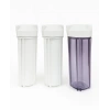 3’lü Su Arıtma Filtre Housing Seti (2 Beyaz + 1 Şeffaf Mor) – 10 İnç Filtre Kabı Takımı