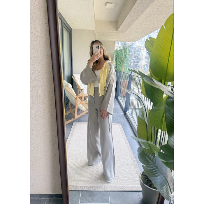 Sarı Gri Basic Sweat Takım