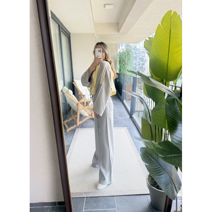 Sarı Gri Basic Sweat Takım