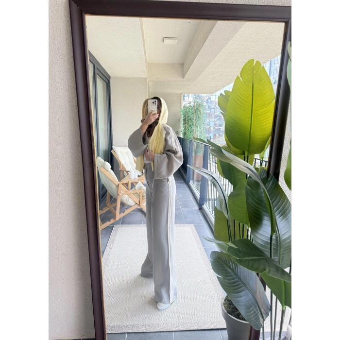 Sarı Gri Basic Sweat Takım