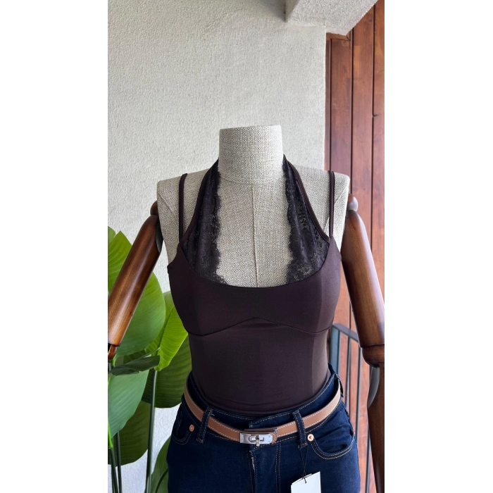 Dantelli Kahve Çıtçıtlı