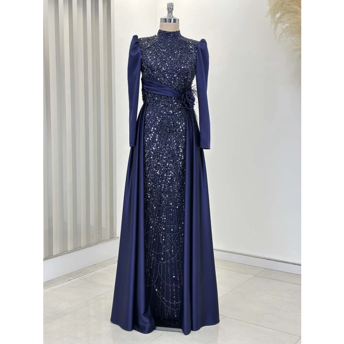 FLOWERS ABİYE LACİVERT