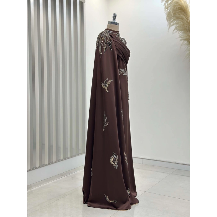 GARNİLİ ABİYE KAHVERENGİ