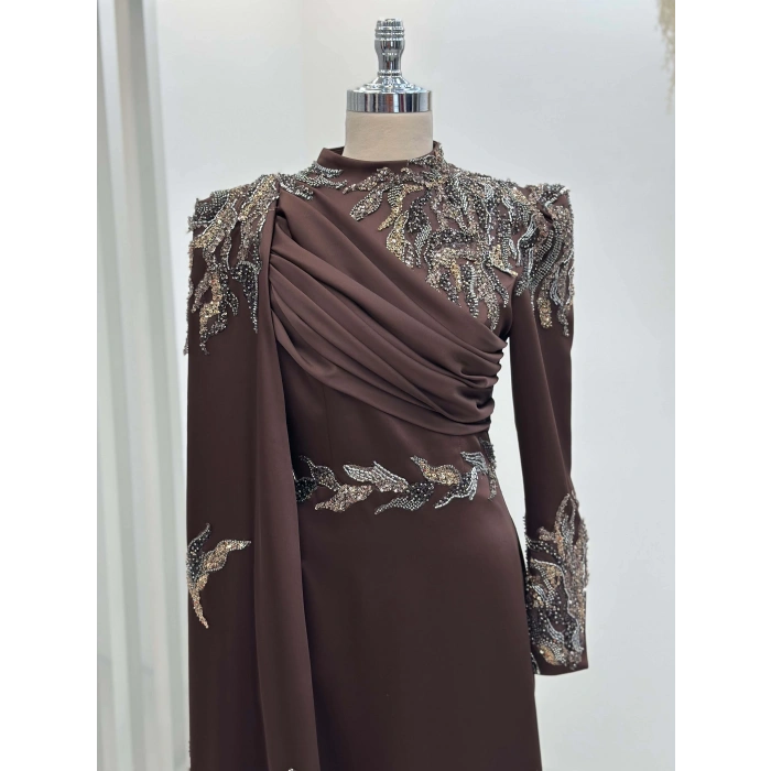 GARNİLİ ABİYE KAHVERENGİ