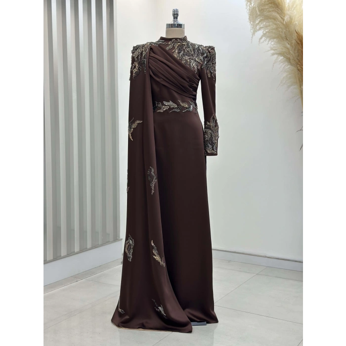 GARNİLİ ABİYE KAHVERENGİ