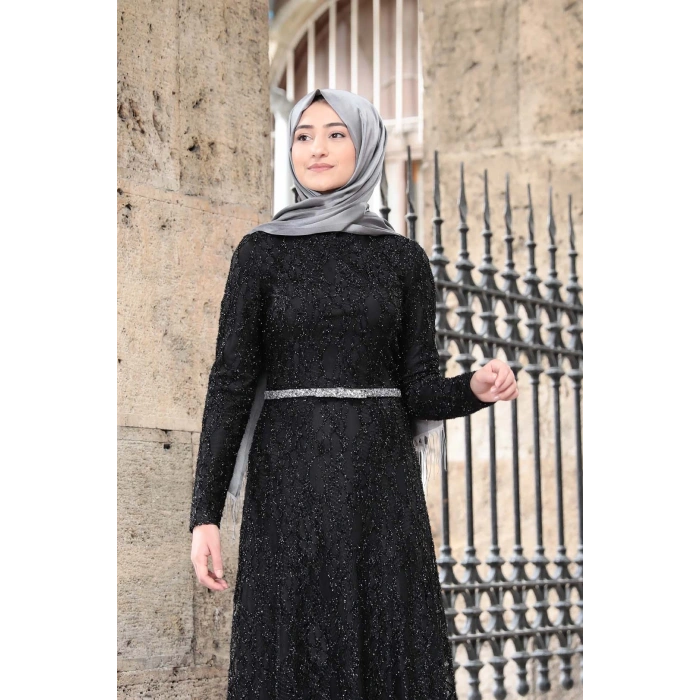İPEK ELBİSE SİYAH