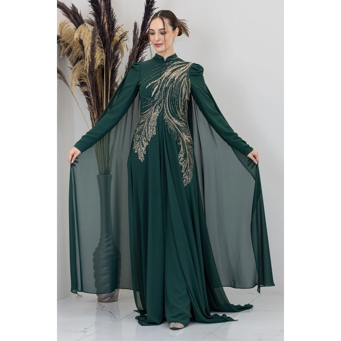 Işıltılı Motif İşlemeli Elif Tulum - Zümrüt