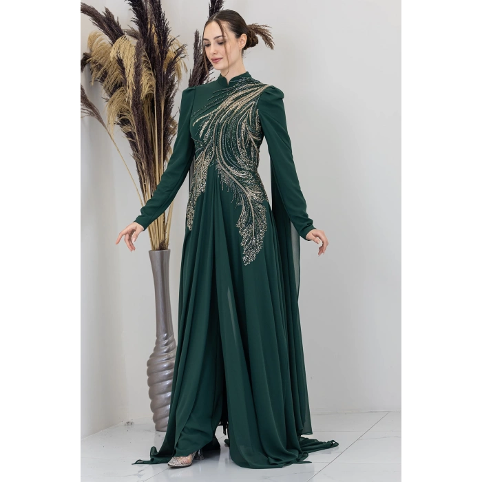 Işıltılı Motif İşlemeli Elif Tulum - Zümrüt