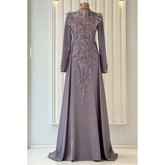 Kanaviçe Abiye Lila