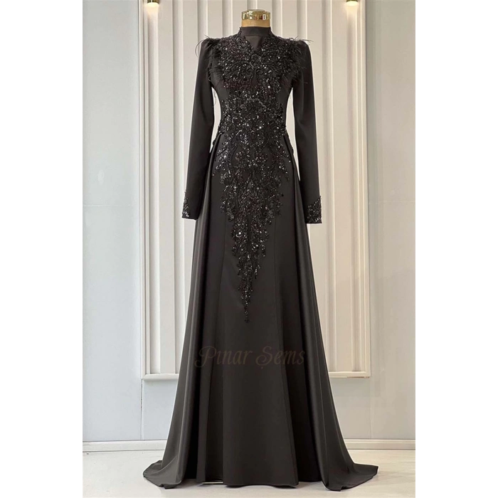 Kanaviçe Abiye Siyah