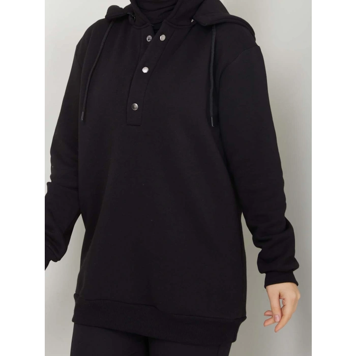 KAPŞONLU SWEATSHİRT SİYAH