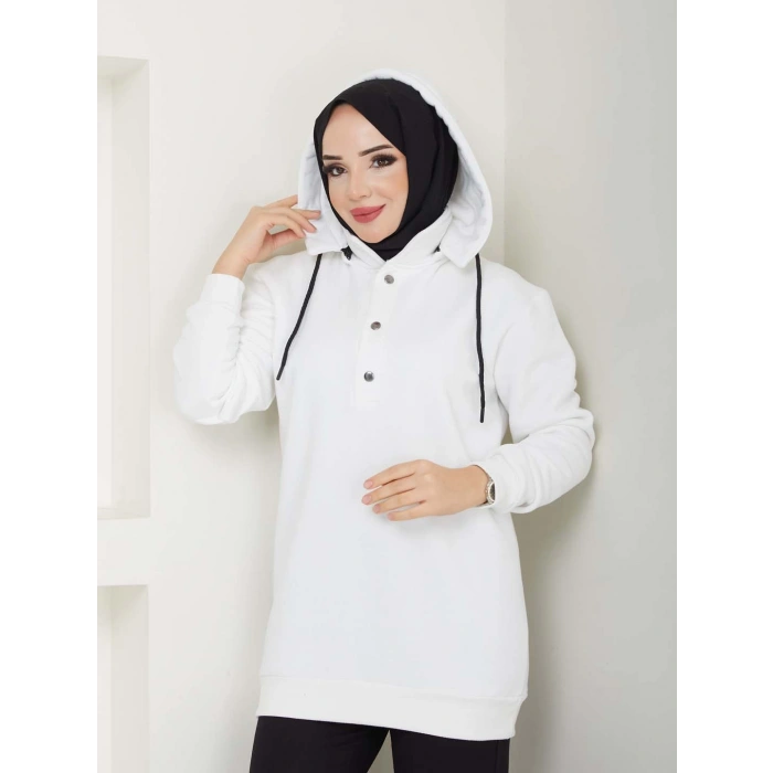 KAPŞONLU SWEATSHİRT EKRU