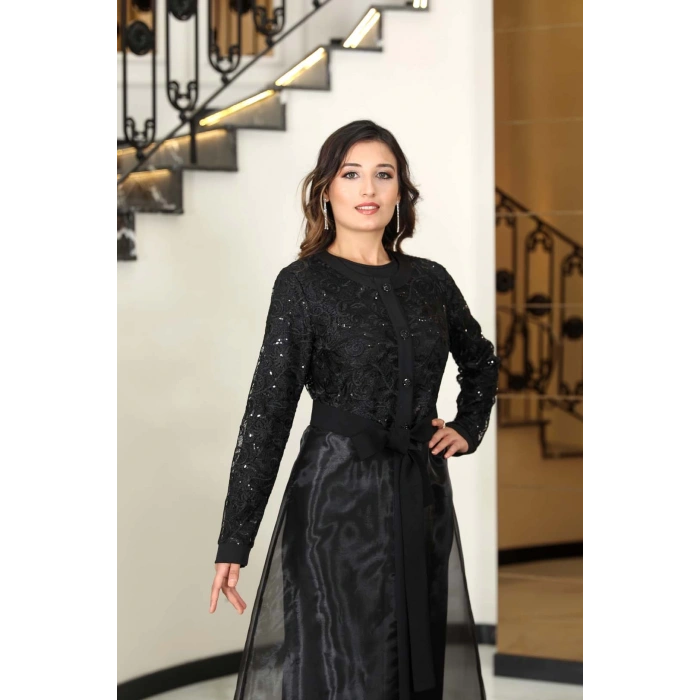 ORKİDE İKİLİ ABAYA TAKIM SİYAH