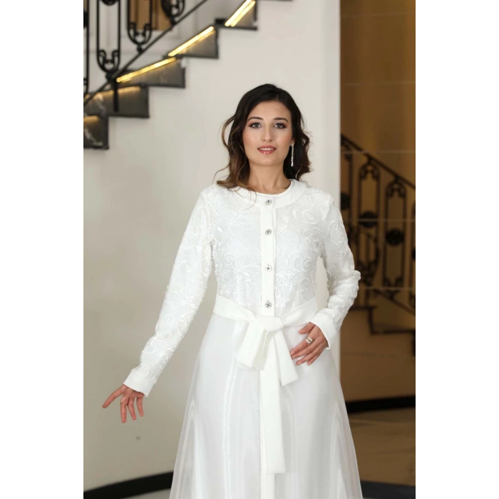 ORKİDE İKİLİ ABAYA TAKIM BEYAZ