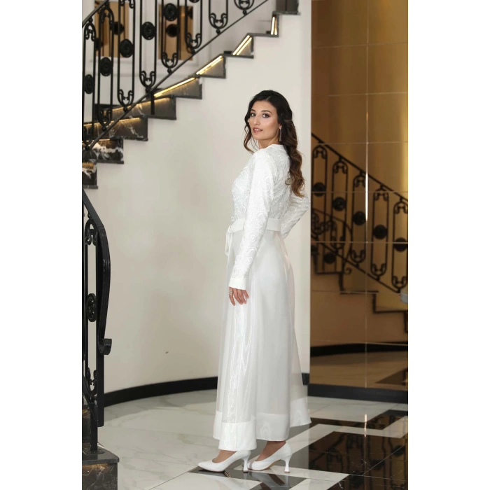 ORKİDE İKİLİ ABAYA TAKIM BEYAZ